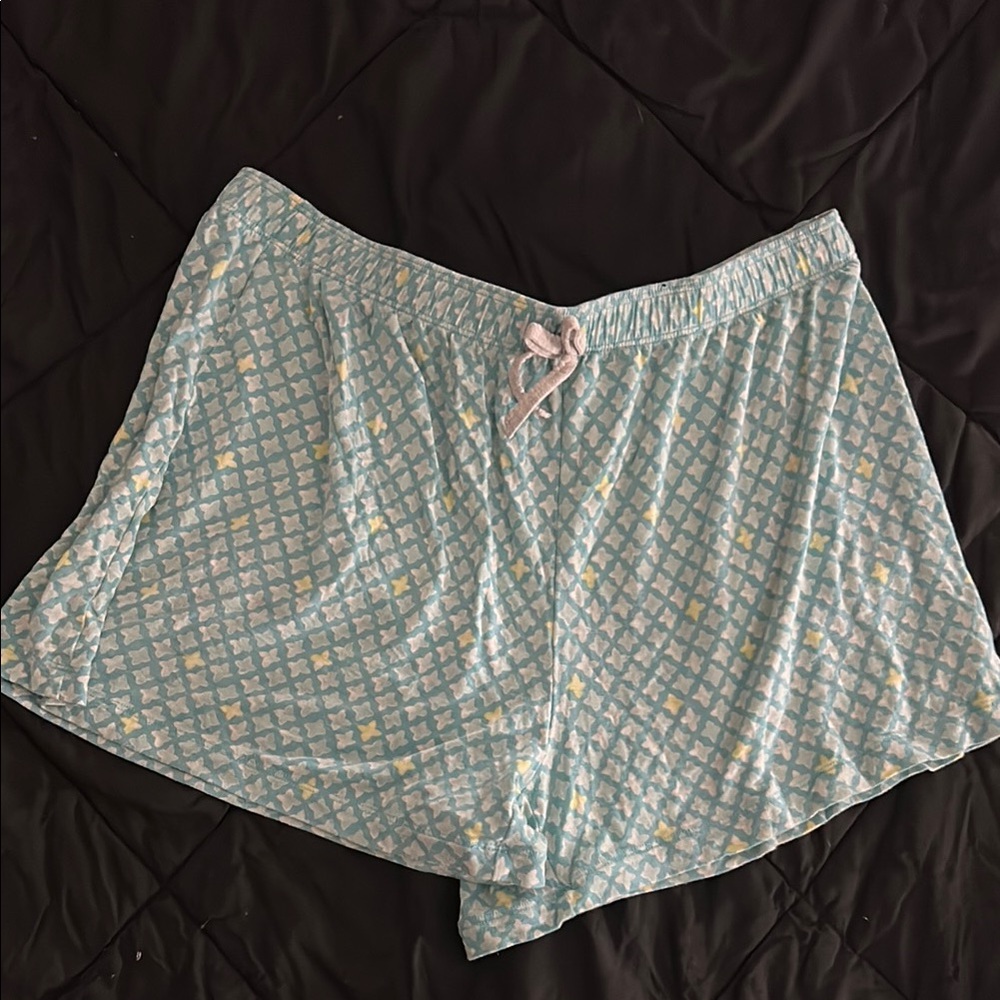 Women's Blue Patterned Sleep Shorts